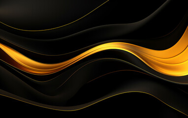 Abstract black background with golden waves