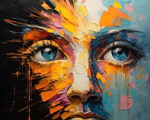 colorful face art painting