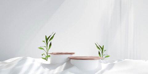 podium for product presentation. Natural beauty pedestal, relaxation and health, 3d illustration