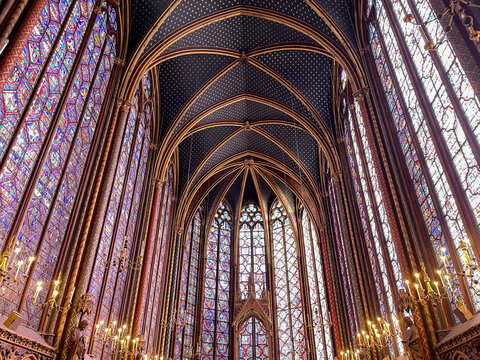 Interior View of Sainte-Chapelle, a Gothic Style Royal Chapel in the Centre of Paris.
