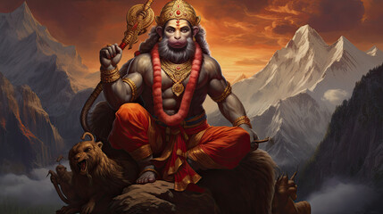 Lord hanuman who is a living god - obrazy, fototapety, plakaty