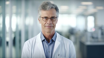 Portrait of a male biochemist at a scientific conference presenting his research findings