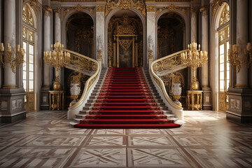 Generative AI Image of Stairs Inside a Luxury Building in Palace of Versailles - obrazy, fototapety, plakaty