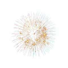 colorful fireworks on transparent png background, festive sparkles explosion isolated on a white background, holyday concept, new year, 4th of July, independence, wedding