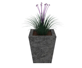 3d rendering elegant marble pot with plant, domestic equipment concept