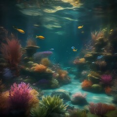 Fototapeta na wymiar A fantastical underwater garden with glowing aquatic flora3