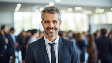 Fototapeta premium Portrait of a male executive assistant at a high-profile business event representing his executive