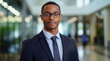 Fototapeta premium Portrait of a male executive assistant in a bustling corporate office managing schedules and coordinating meetings