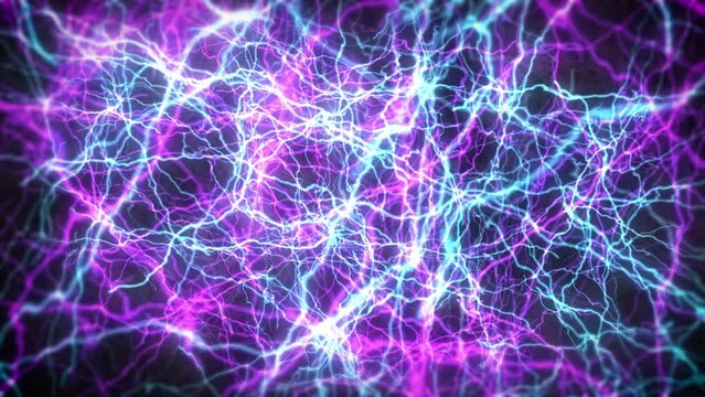 Nerve or neural network charged with energy, the shot is slowly rotating, 4k 24p