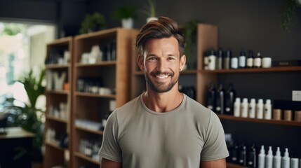 Portrait of a male hairdresser in his cozy home-based salon nurturing a loyal clientele