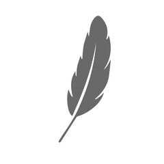 Feather symbol, logo, or tattoo concept. The Vector sign of the feather symbol is isolated on a white background. feather icon color editable
