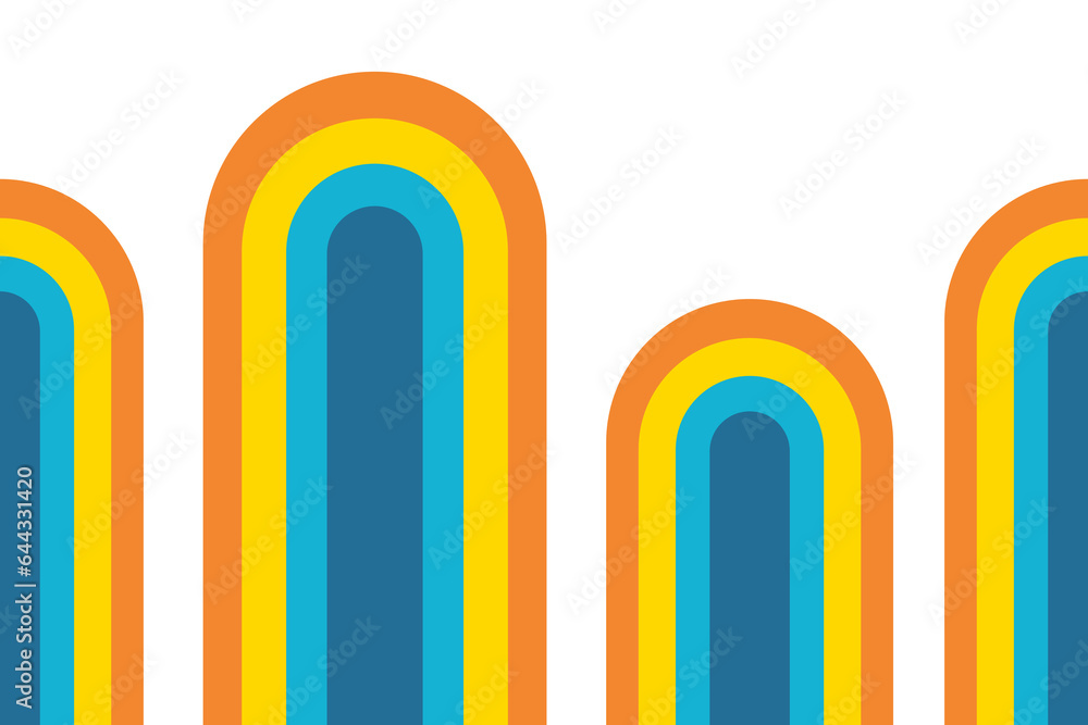 Poster retro style wave lines 70s background arch shape. illustration.abstract background of wavy lines des