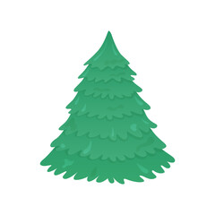 Fir tree isolated. Vector flat illustration. Green pine, coniferous spruce. Christmas symbol without decorations
