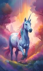 Fototapeta premium Watercolor illustration of unicorn.