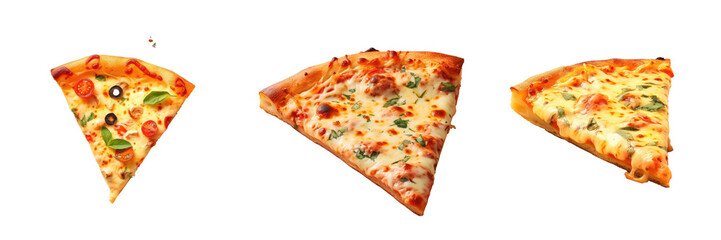 Slice of vegetarian cheese pizza on a transparent background