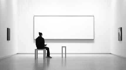Obraz premium An artist sketching a masterpiece in a minimalist art gallery.