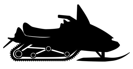 Snowmobile symbol illustration, black on white background