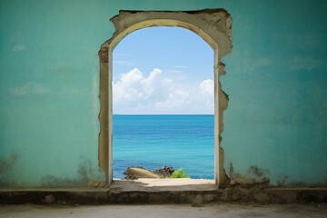 View of an oceanic window in the Caribbean, Dominican Republic. Generative AI