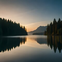 Sunrise, Lake Rappensee.AI generated