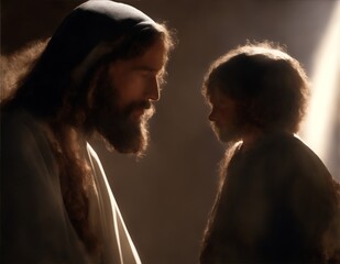 Jesus looks at the child