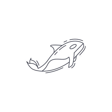 recommend clip art: orca line icon, killer whale thin line icon