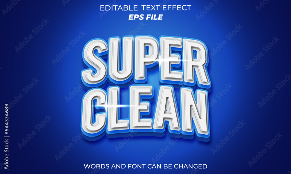 Aufkleber super clean text effect . font editable, typography, 3d text. vector template