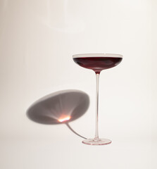 Red wine in a glass, single glass, champagne glass, wine glass