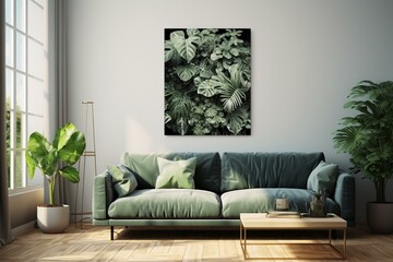 Modern botanical prints on canvas for contemporary wall decor. Generative AI