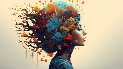 Creative illustration of mental health, positive thinking and a healthy mind.