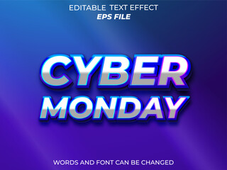 Obraz premium light text effect Cyber Monday . font editable, typography, 3d text. vector template
