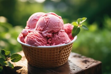 freshly picked strawberry ice cream
 - obrazy, fototapety, plakaty