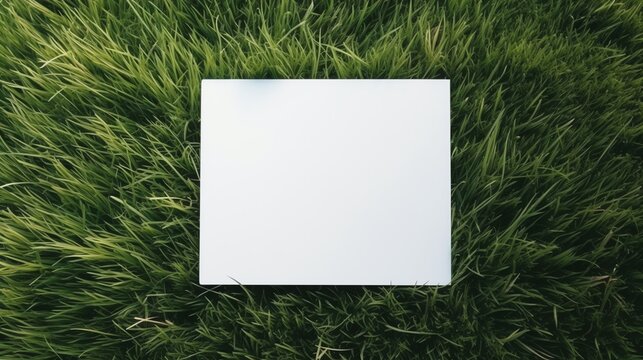 White paper with grass background