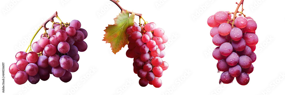Poster red grapes on a transparent background sharp focus