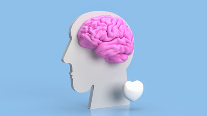 The bust head and brain for sci or medical concept 3d rendering