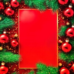 christmas background with branches and balls