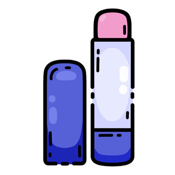 Lip care product beauty cosmetic cute  lines and colorful. Hand draw illustrations 