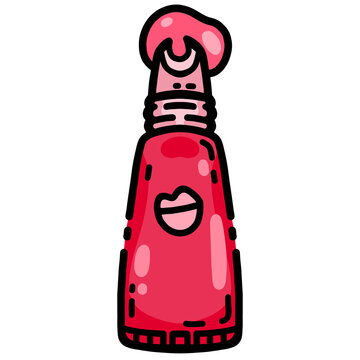 Lip care product beauty cosmetic cute  lines and colorful. Hand draw illustrations 