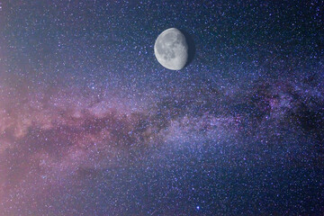 full moon on night starry sky background