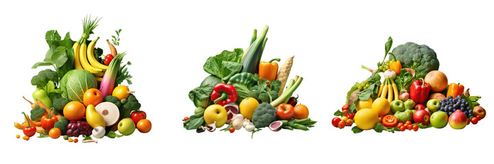 Fruits and vegetables on a transparent background
