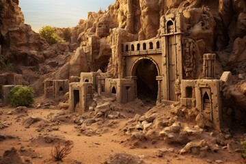 Ancient ruins. Archaeological site on a sunny day.