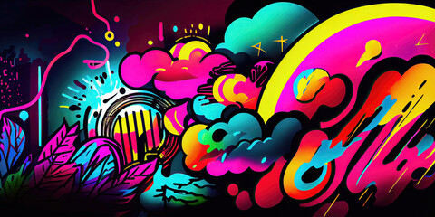 Street art abstract background with neon colors