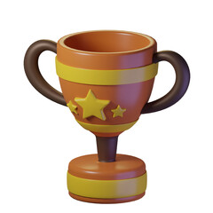 Trophy cup isolated on transparent background. 3d illustration. High resolution