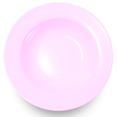 Empty pink red circle ceramics plate isolated on white background.