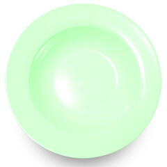 Green circle ceramics plate isolated on white background.