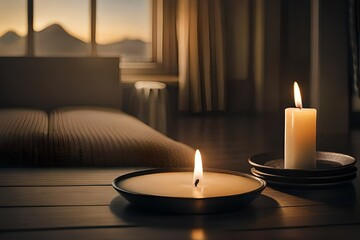 Obraz na płótnie Canvas candles on the table in bedroom
