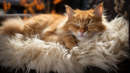Relaxed Orange Cat taking a nap