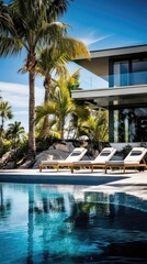 Fototapeta premium Paradise Oasis: A Sun-Kissed Retreat by the Poolside. Generative AI 5