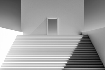 Abstract architectural structure with elements of stairs and walls.