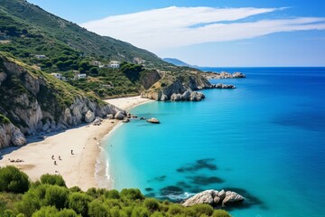 Naklejka na ściany i meble Beautiful coastline of Capo Vaticano, Calabria with a stunning beach. Generative AI