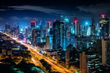 Fototapeta na wymiar Night view of the vibrant cityscape of São Paulo. Generative AI